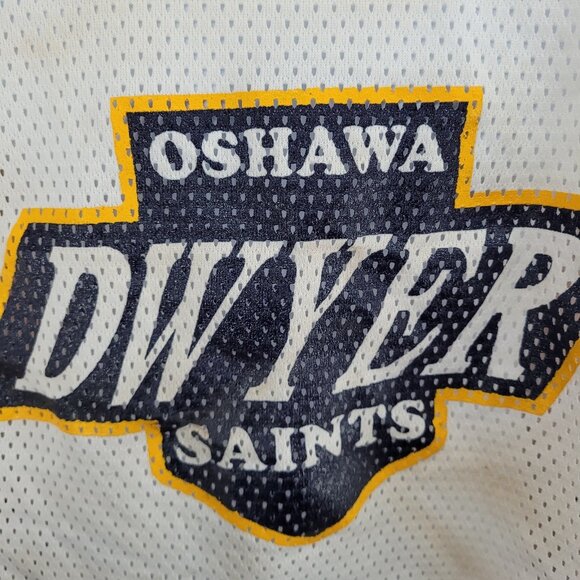 Oshawa Saints Dwyer #9 White Yellow Navy Long Sleeve Hockey Jersey XXL - Picture 10 of 13